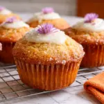 Olive Oil Muffins with Light Glaze and Sugar Crust on Cooling Rack