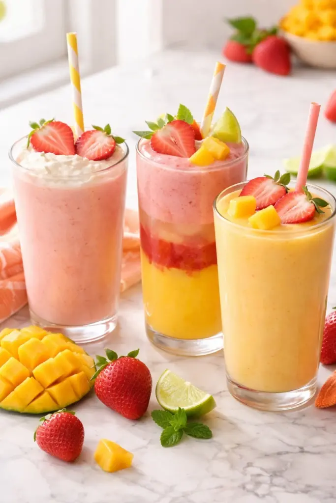 Strawberry Mango Smoothies Mix and Match Guide with Fresh Fruit