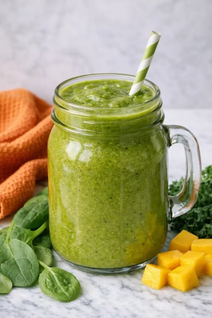 Strawberry Mango Green Smoothie with Spinach or Kale