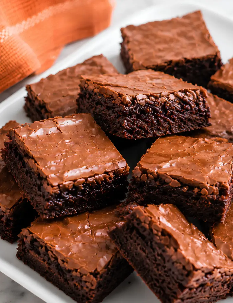 Close-Up Fudgy Zucchini Brownies with Crackly Tops