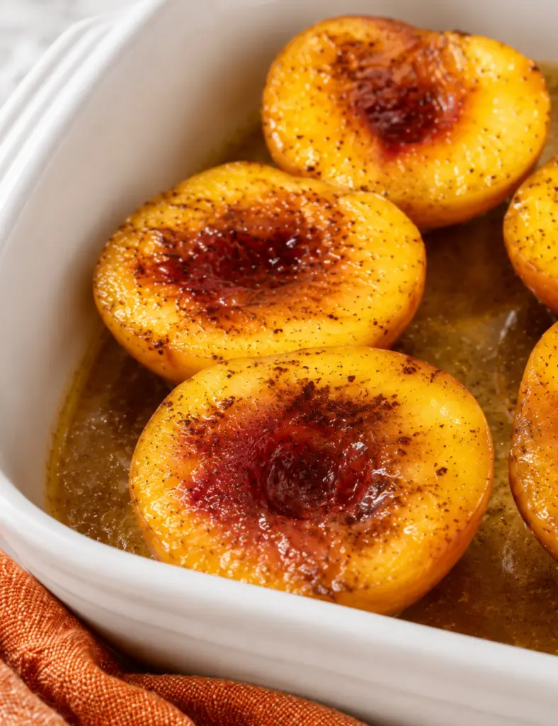 Baked Peaches Recipe with Honey and Cinnamon Glaze