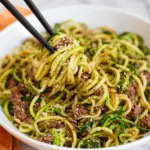 Korean Beef Zucchini Noodles with Sesame Seeds
